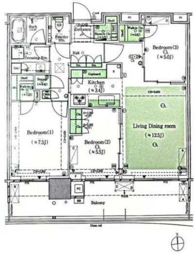HARUMI FLAG SKYDUO PARK VILLAGE (晴海フラッグ スカイデュオ パークヴィレッジ) 27階 間取り図