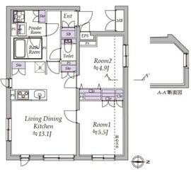 アトリオフラッツ日暮里 501 間取り図