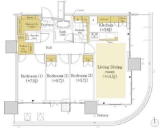 HARUMI FLAG SKYDUO SUN VILLAGE (晴海フラッグ スカイデュオ サンヴィレッジ) 6階 間取り図