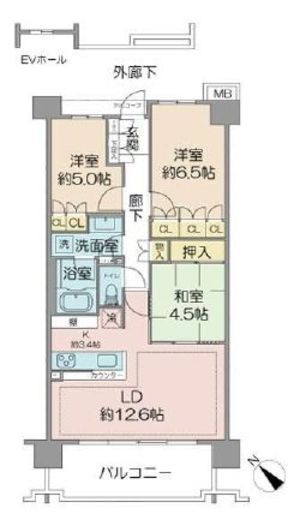 オーベルグランディオ横浜鶴見アリーナテラス 3階 間取り図
