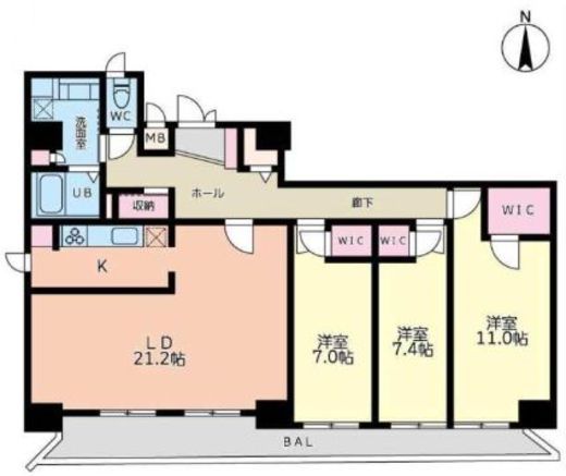 ウェルカーサ横浜中央 10階 間取り図