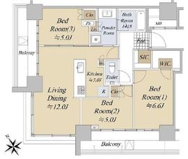 アトラスタワー五反田 12階 間取り図