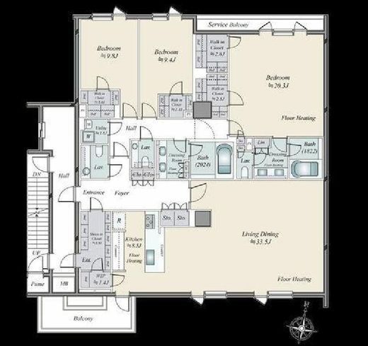 レフィール南麻布 2階 間取り図