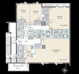 レフィール南麻布 2階 間取り図