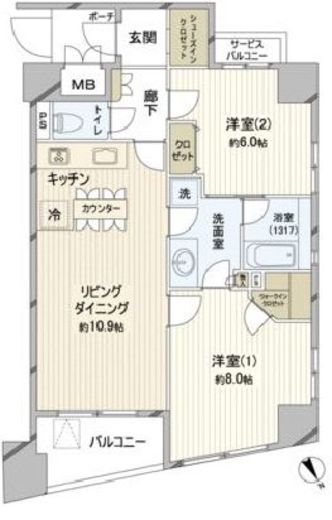 リシェ横浜山下公園 7階 間取り図