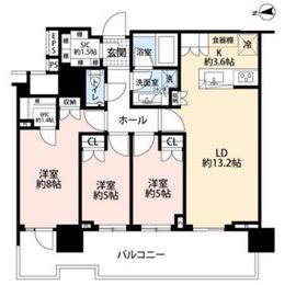 HARUMI FLAG SKYDUO SUN VILLAGE (晴海フラッグ スカイデュオ サンヴィレッジ) 38階 間取り図