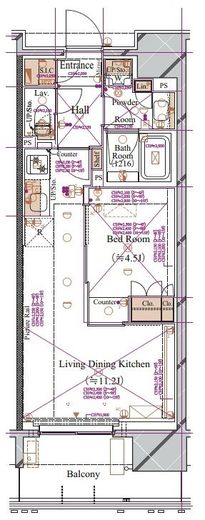 ブランシエスタ浅草蔵前 1202 間取り図