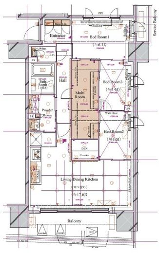 ブランシエスタ浅草蔵前 1206 間取り図