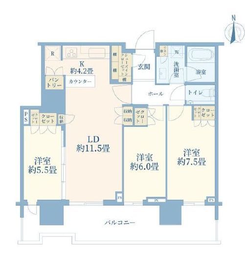 HARUMI FLAG SKYDUO SUN VILLAGE (晴海フラッグ スカイデュオ サンヴィレッジ) 5階 間取り図
