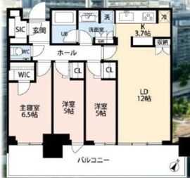 パークタワー勝どきミッド/サウス 22階 間取り図