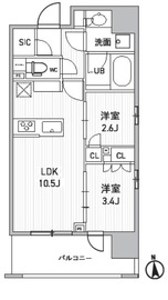 シーズンフラッツ新御徒町イースト 701 間取り図