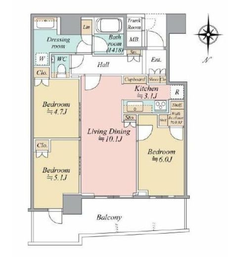 パークタワー晴海 32階 間取り図