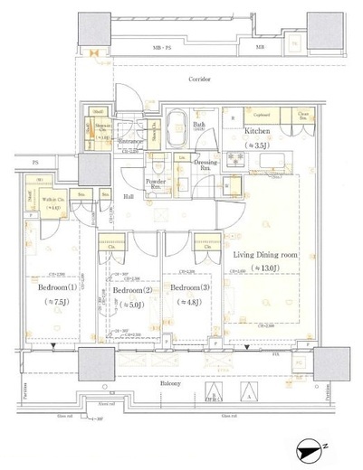 HARUMI FLAG SUN VILLAGE (晴海フラッグ サンヴィレッジ) 26階 間取り図