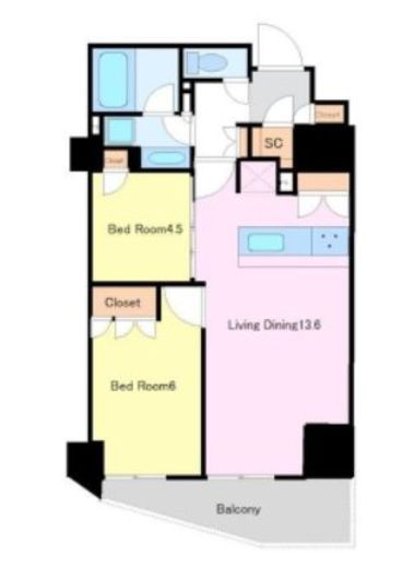 サンクタス横浜mid 7階 間取り図