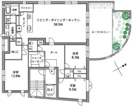 ロイヤルヒル元麻布 2階 間取り図