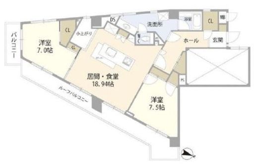 サンビューハイツ五番町 8階 間取り図