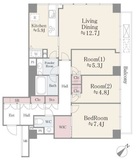 小石川パークタワー 8階 間取り図