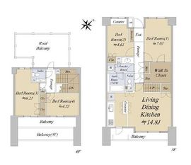 大井町パークホームズ 5階 間取り図