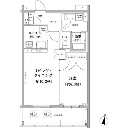 ヒューリックコート雪が谷 422 間取り図