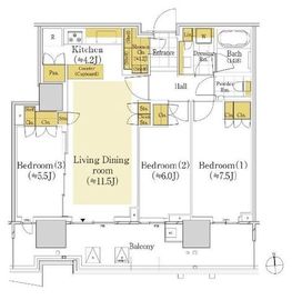 HARUMI FLAG SUN VILLAGE (晴海フラッグ サンヴィレッジ) 18階 間取り図