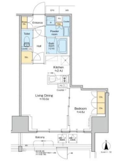 プラウドフラット四谷三丁目 406 間取り図