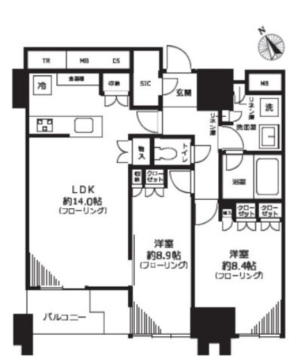 プラウドタワー渋谷 20階 間取り図