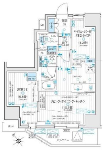 デュオステージ藤沢 8階 間取り図