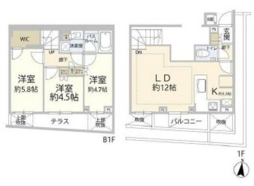オープンレジデンス祐天寺 1階 間取り図