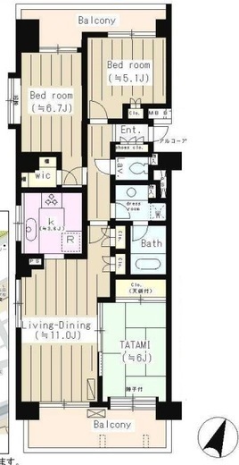 横浜伊勢佐木南パークホームズ 11階 間取り図