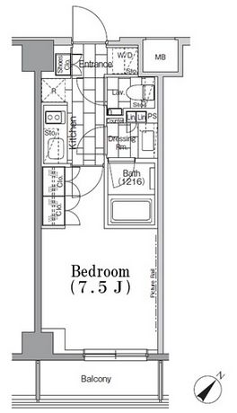 ONE ROOF FLAT TSUKISHIMA (ワンルーフフラット月島) 308 間取り図