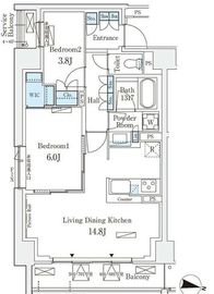 ロイヤルパークス赤羽サウス 401 間取り図