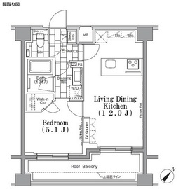 ONE ROOF FLAT TSUKISHIMA (ワンルーフフラット月島) 702 間取り図