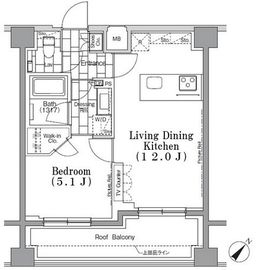 ONE ROOF FLAT TSUKISHIMA (ワンルーフフラット月島) 704 間取り図