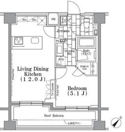 ONE ROOF FLAT TSUKISHIMA (ワンルーフフラット月島) 803 間取り図