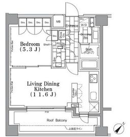 ONE ROOF FLAT TSUKISHIMA (ワンルーフフラット月島) 805 間取り図