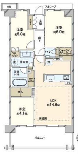 プラウドシティ方南町 2階 間取り図