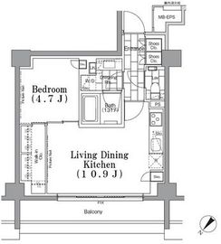 ONE ROOF FLAT TSUKISHIMA (ワンルーフフラット月島) 416 間取り図