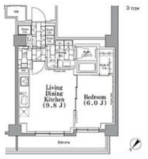 ONE ROOF FLAT TSUKISHIMA (ワンルーフフラット月島) 411 間取り図