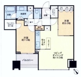 シティタワー麻布十番 21階 間取り図