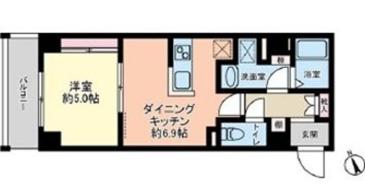 グローリオシェルト新宿山吹町 502 間取り図
