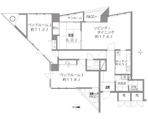 Shibaura Crystal 品川レジデンス 18階 間取り図