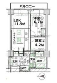 シティコート目黒 2-608 間取り図