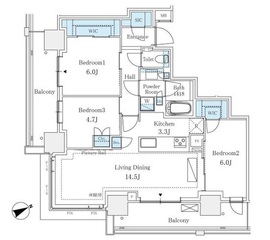 アトラスタワー五反田 19階 間取り図