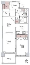 アデニウム高輪 8階 間取り図