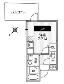 ラベルジェ渋谷神山町 3-C 間取り図