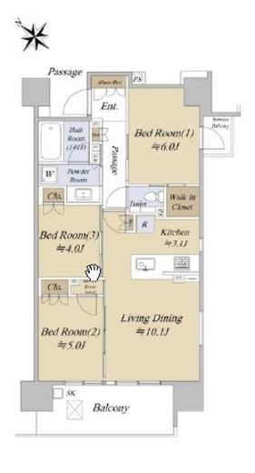 シティハウス巣鴨 9階 間取り図