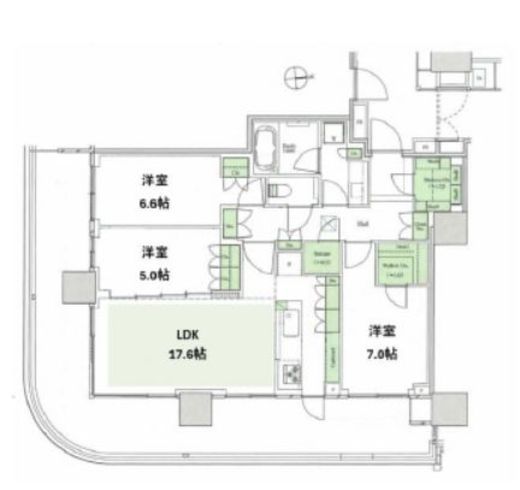 HARUMI FLAG SKYDUO PARK VILLAGE (晴海フラッグ スカイデュオ パークヴィレッジ) 7階 間取り図
