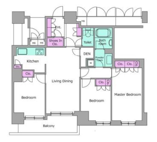 レジディアタワー目黒不動前 2008 間取り図