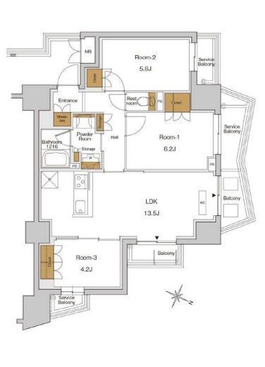 RJRプレシア東十条ガーデン 1019 間取り図