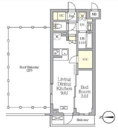 アジールコート都立大学 406 間取り図
